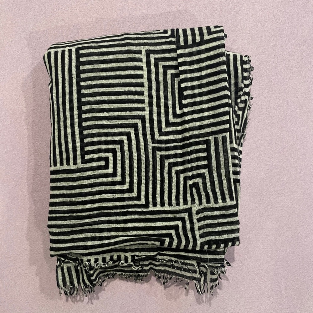 Kate Spade Black and White Striped Scarf - Saturday Collection
